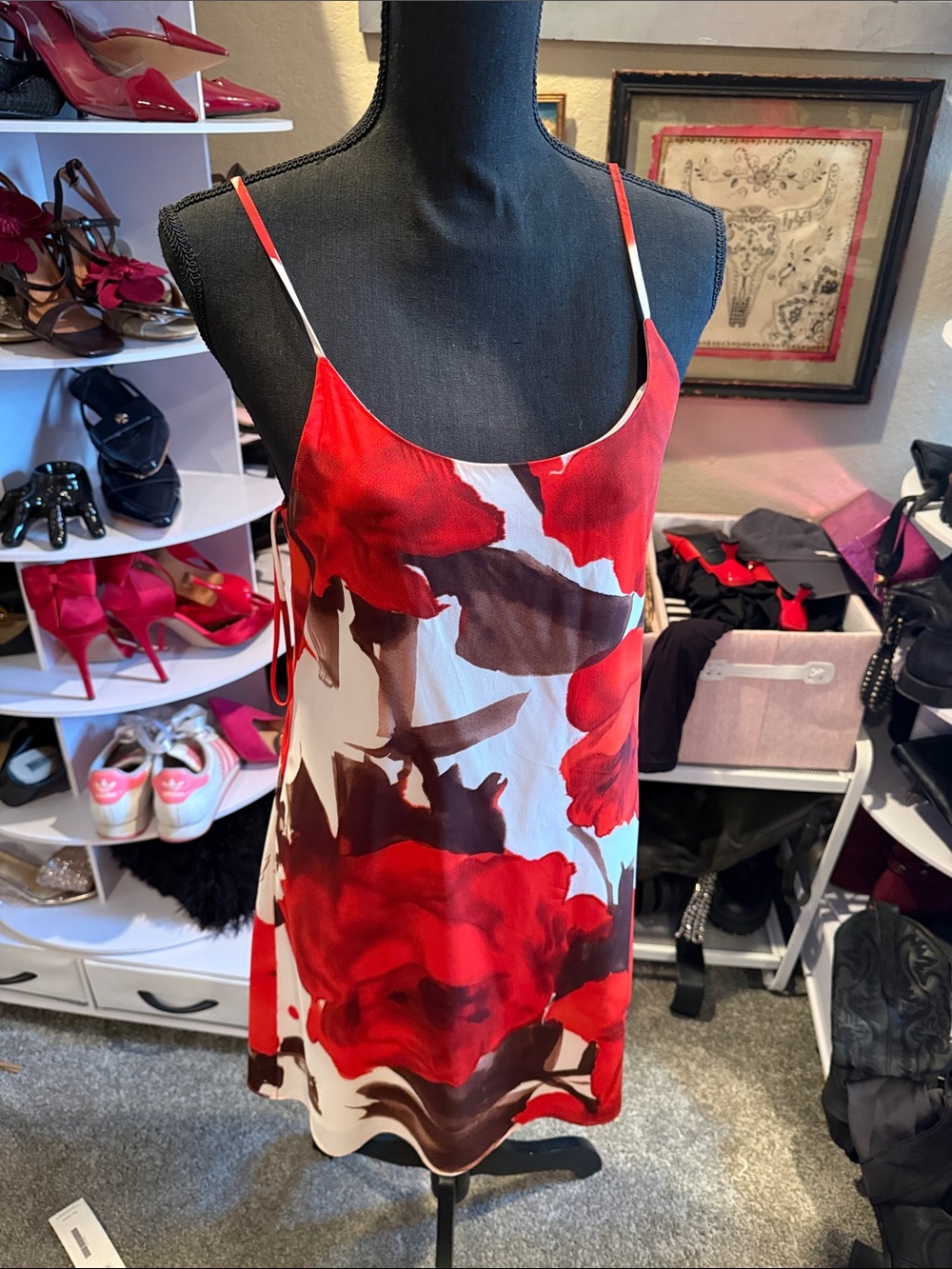 Alice + Olivia Red White Brown Floral Mini Dress